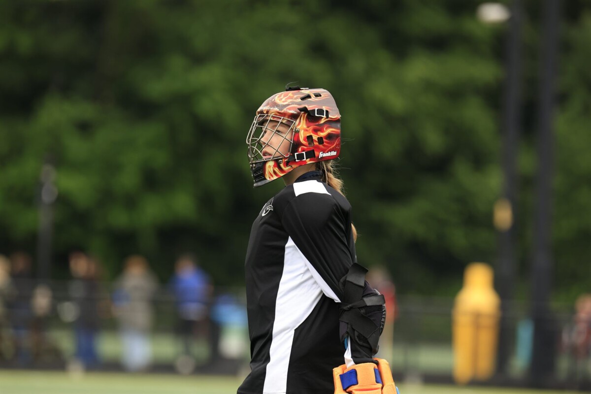 A goalkeeper ready in goal